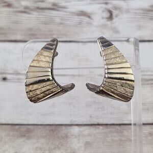 Vintage Clip On Earrings Unusual Shape Large 1.25" - Fair Condition